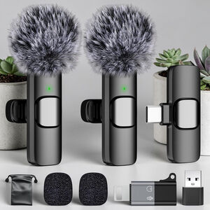 USB C Mini Wireless Microphone for iPhone and Android Mic with Noise Reduction